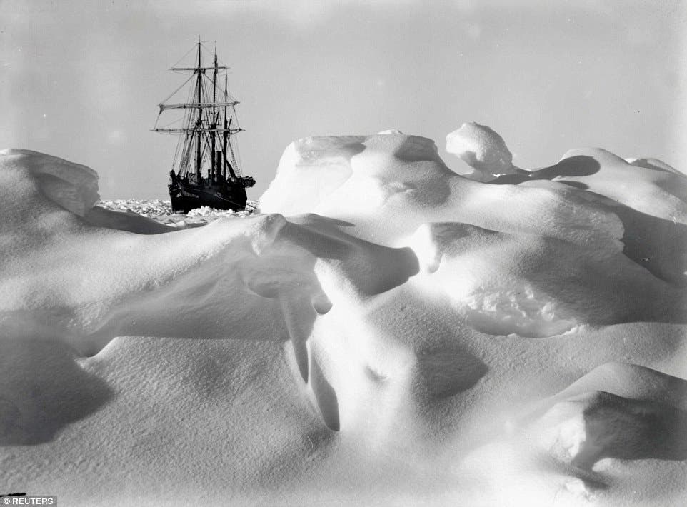 Endurance, stranded in the ice.
