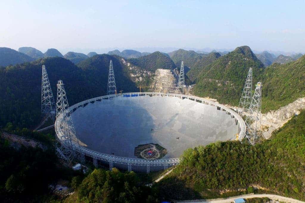 The 500 metre Aperture Spherical Telescope (FAST) nearing completion. Image credits: NAOC